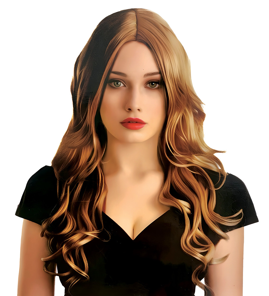 Dámská paruka - vlnitá Hollywood, světle hnědá