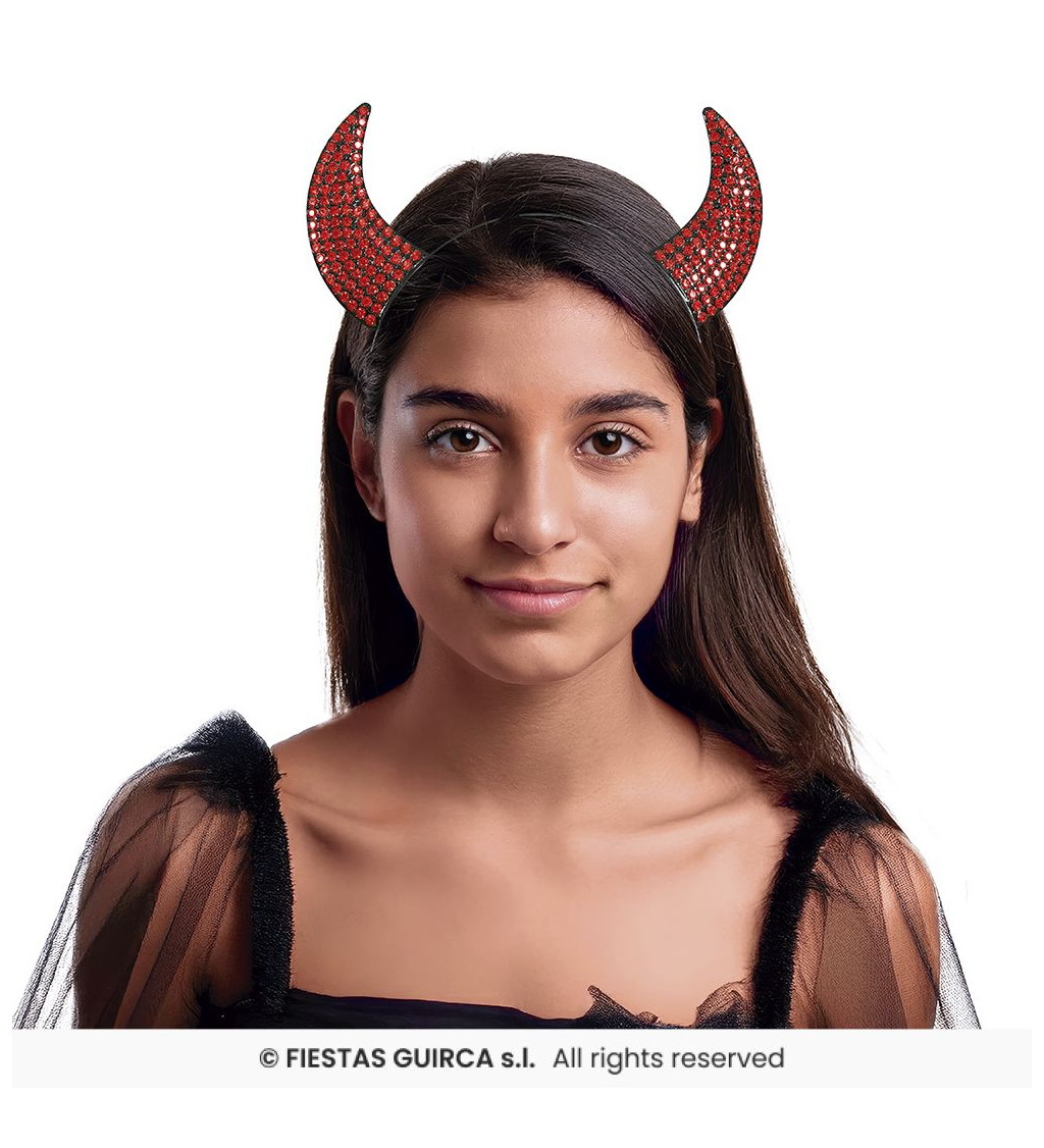 Čelenka s rohy a červenými kamínky