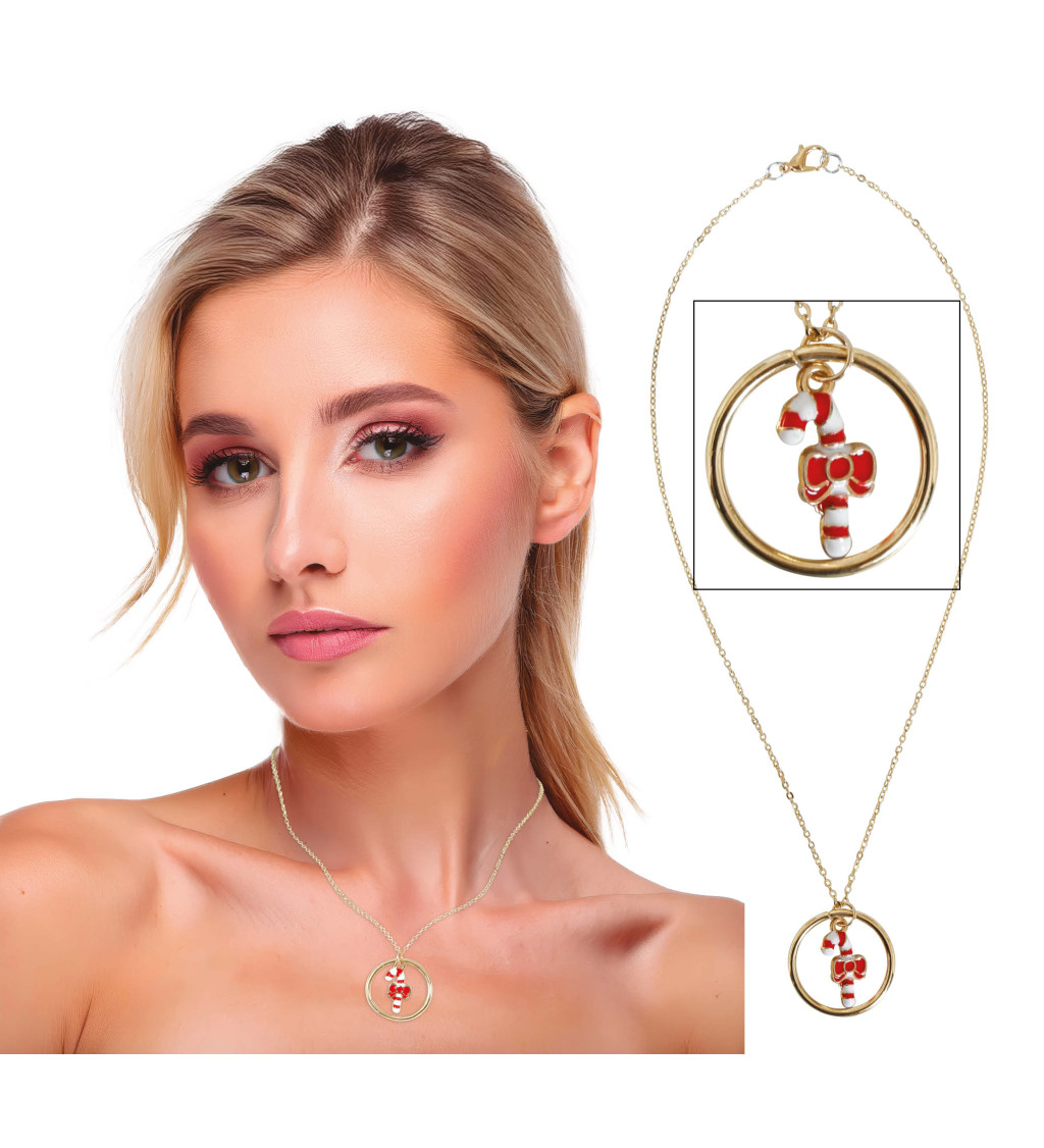 Náhrdelník Vánoční lízátko