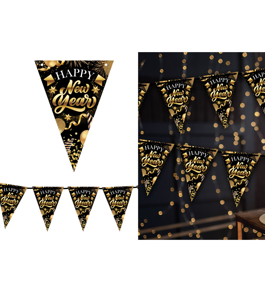 Happy New Year vlaječková girlanda