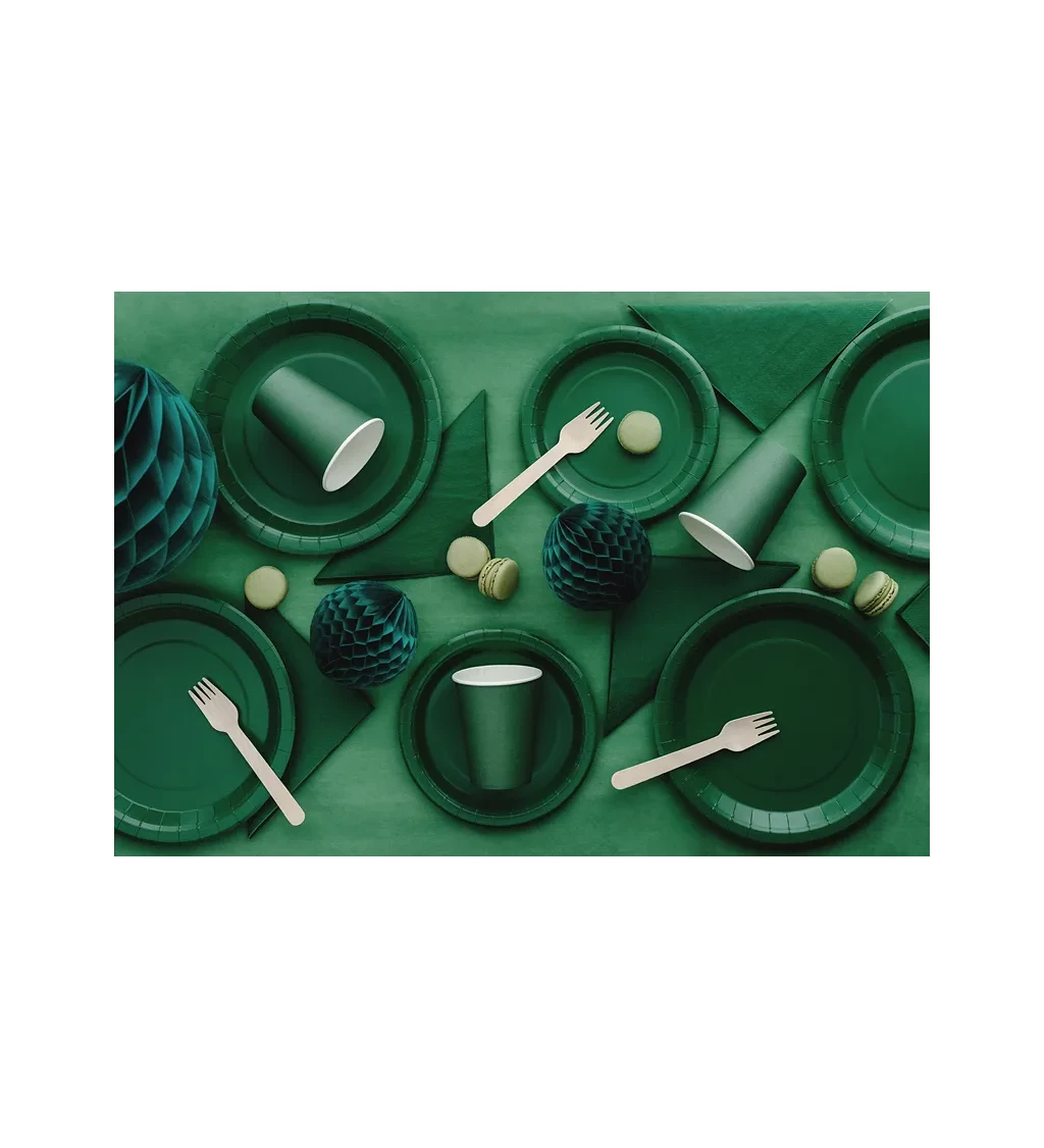 Papírové talířky tmavě zelené