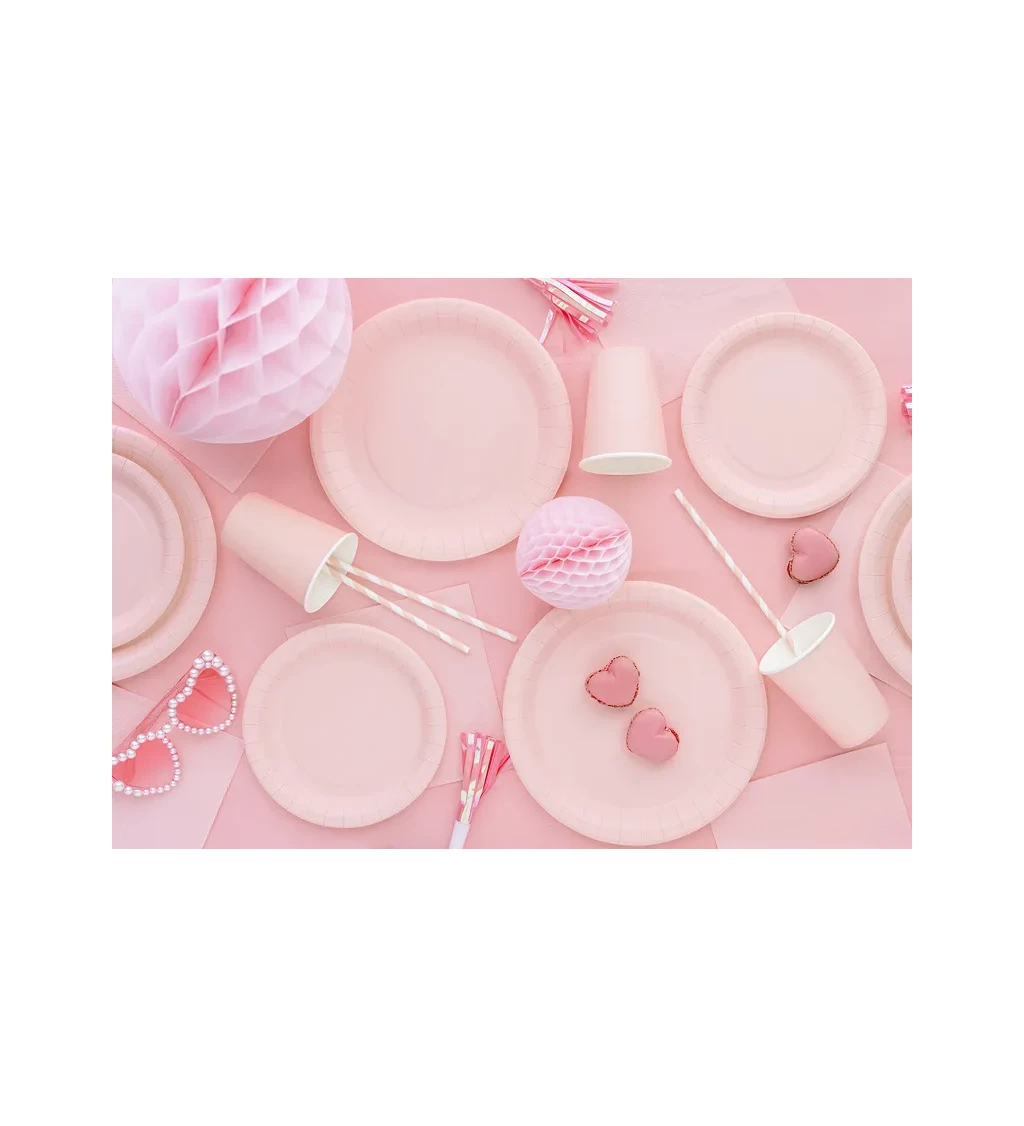 Papírové talířky světle růžové