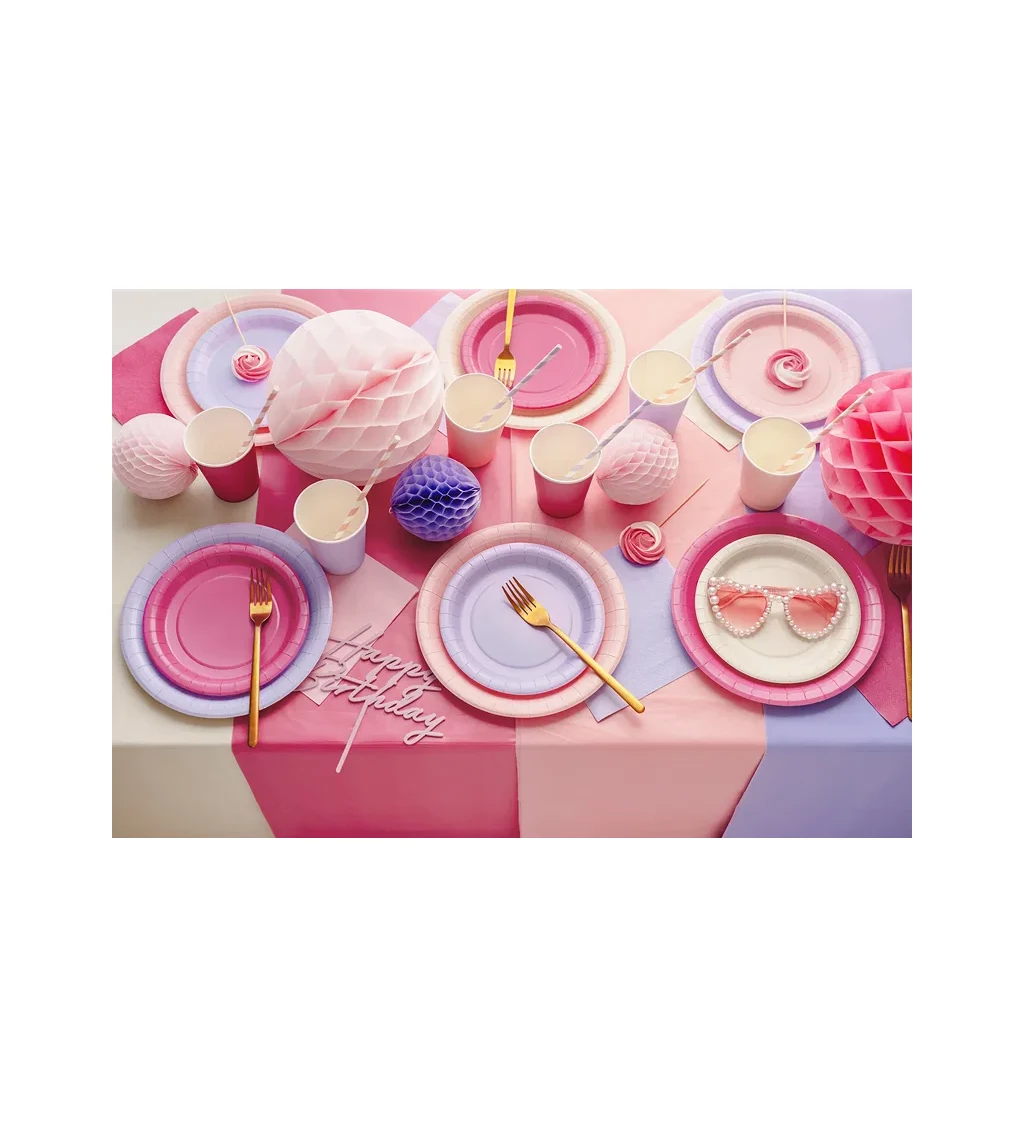 Papírové talířky tmavě růžové