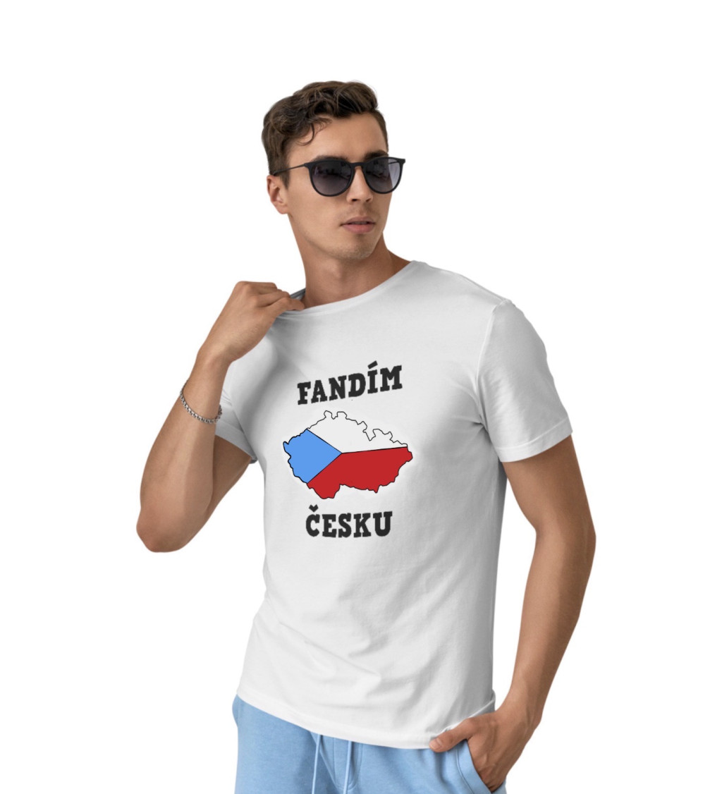 Pánské triko bílé - Fandím Česku