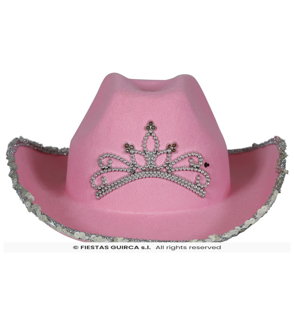 Růžový kovbojský klobouk s korunkou