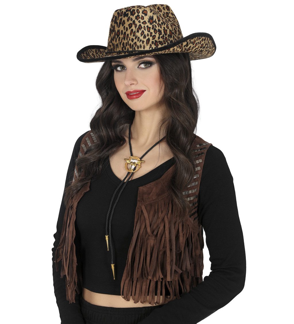 Kovbojský klobouk leopardí vzor