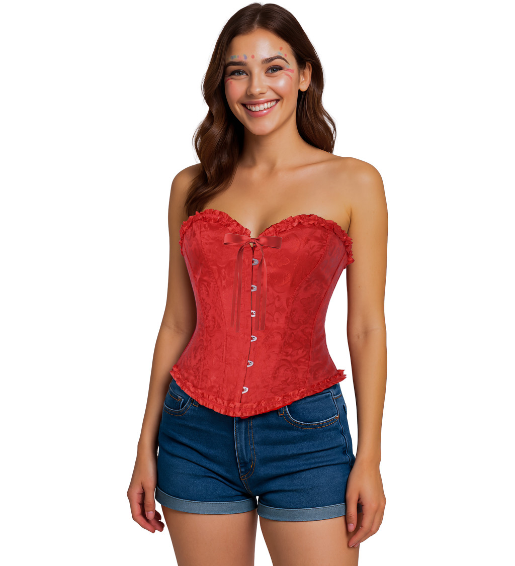 Korzet s krajkou červený