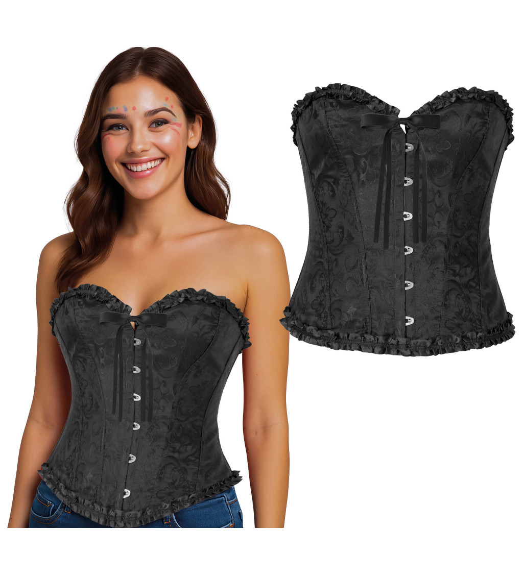 Korzet s krajkou černý