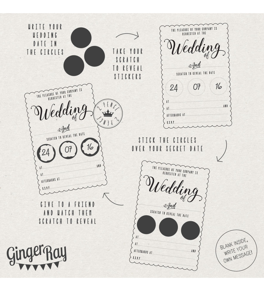 Stírací svatební pozvánky