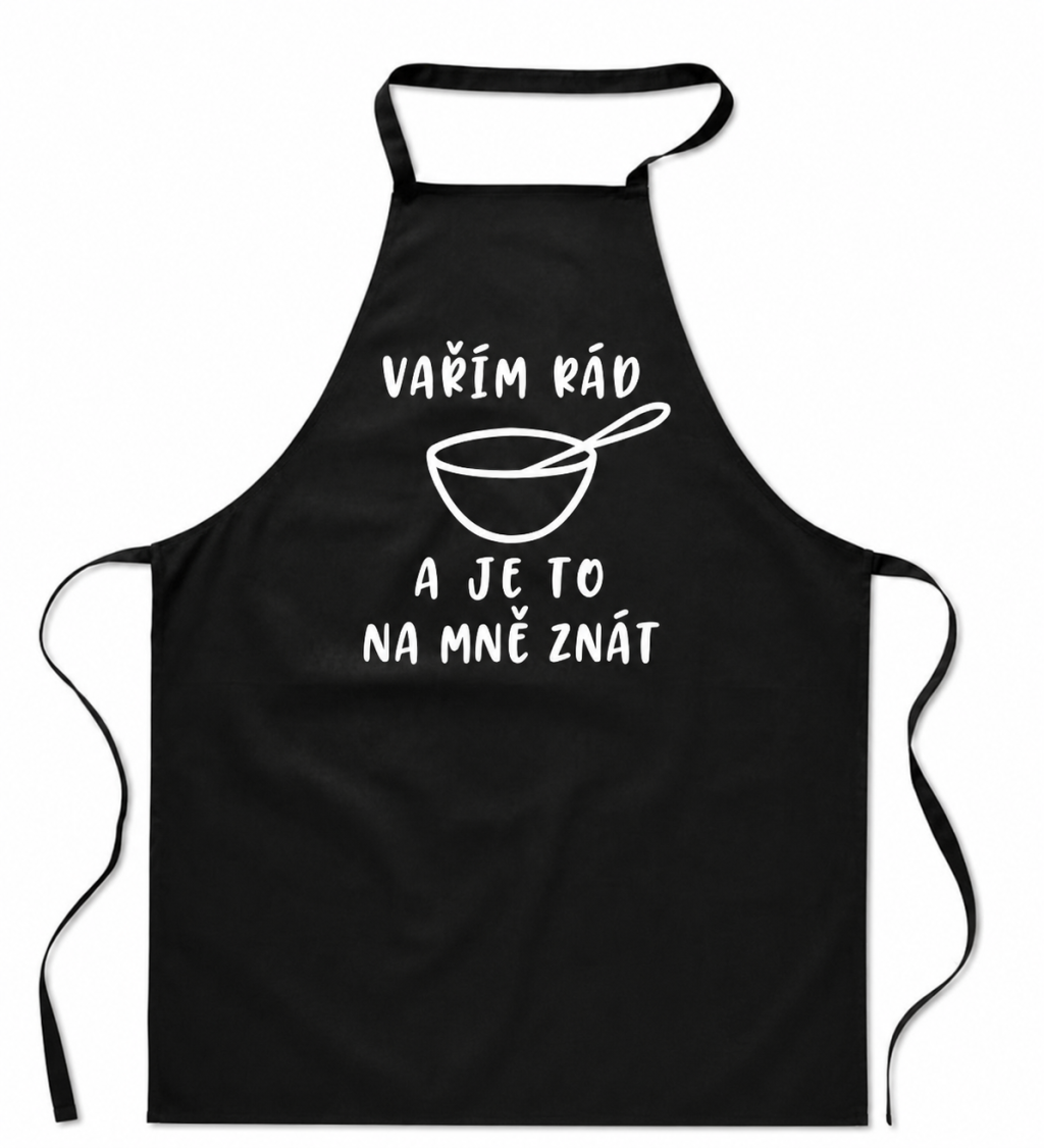Zástěra černá Vařím rád a je to na mně znát