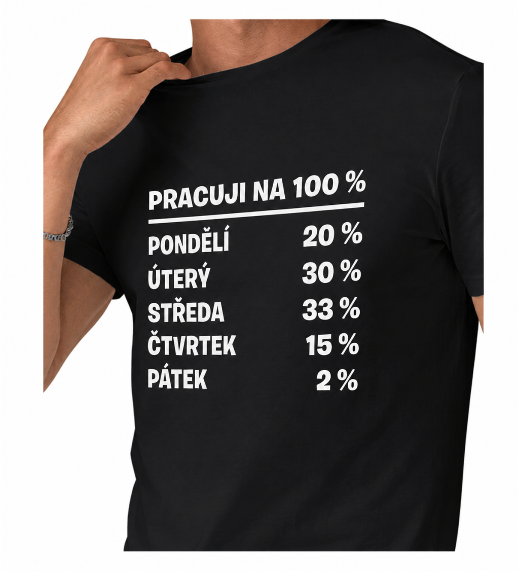 Pánské triko černé - Pracuji na 100 %