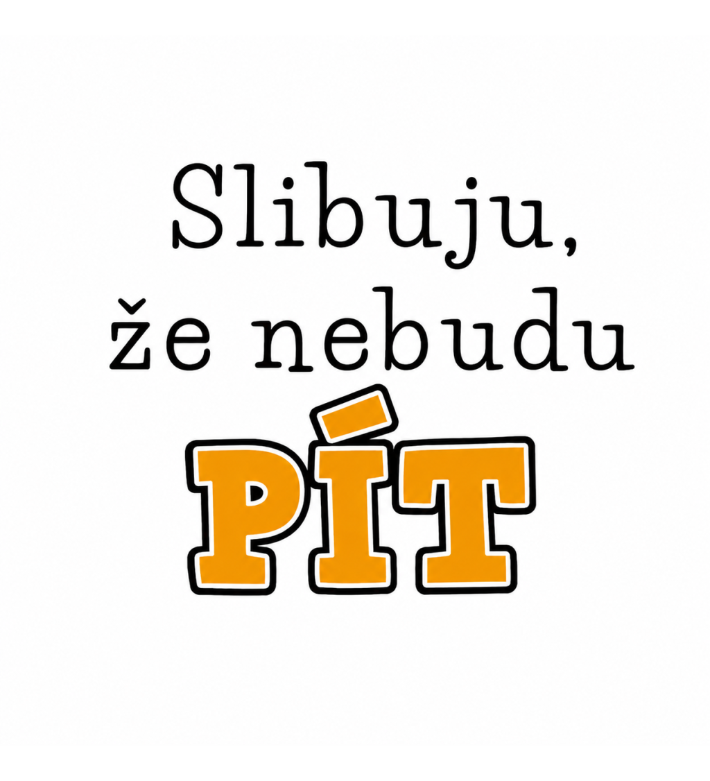 Pánské triko bílé - Slibuju, že nebudu pít