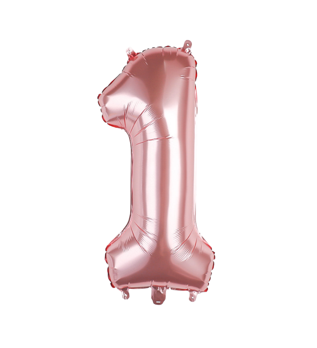 Fóliový balónek číslo 1 rosegold 89 cm