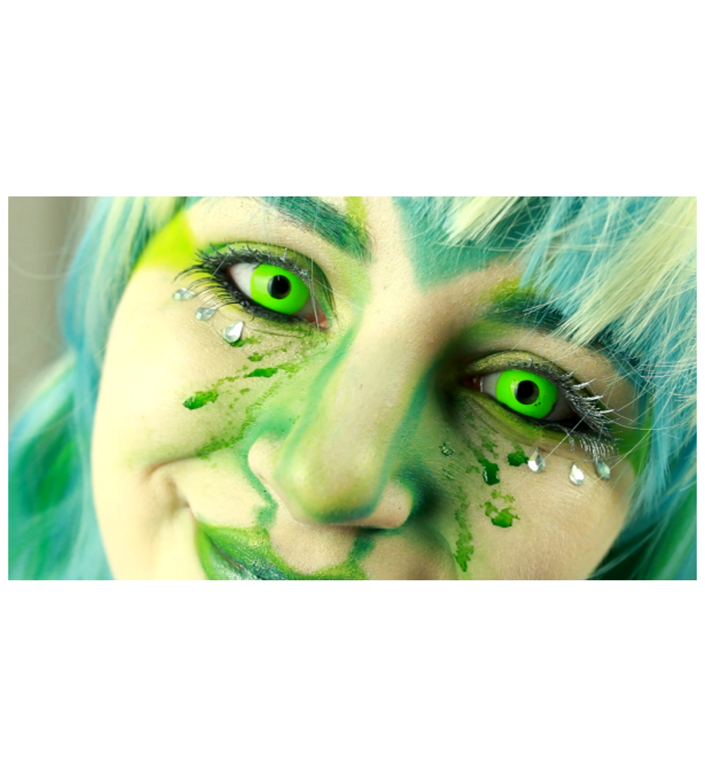 Čočky roční zelené, svítící pod UV