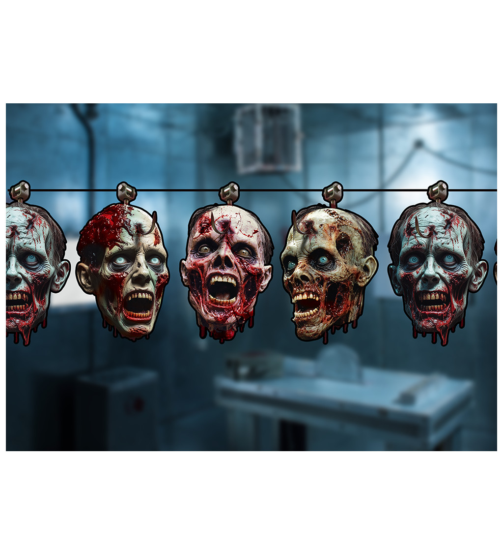 Girlanda se zakrvácenými hlavami zombie