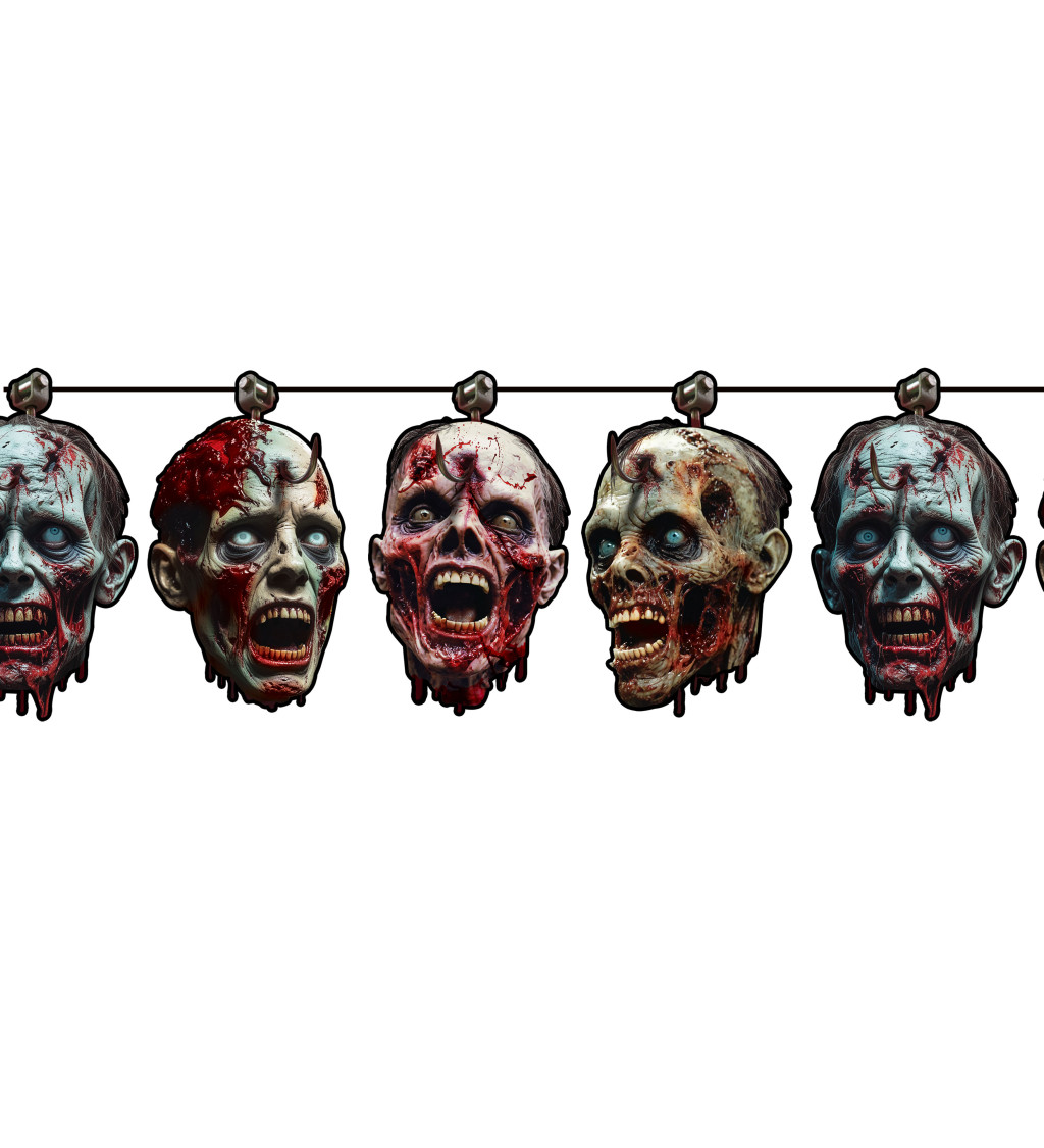 Girlanda se zakrvácenými hlavami zombie