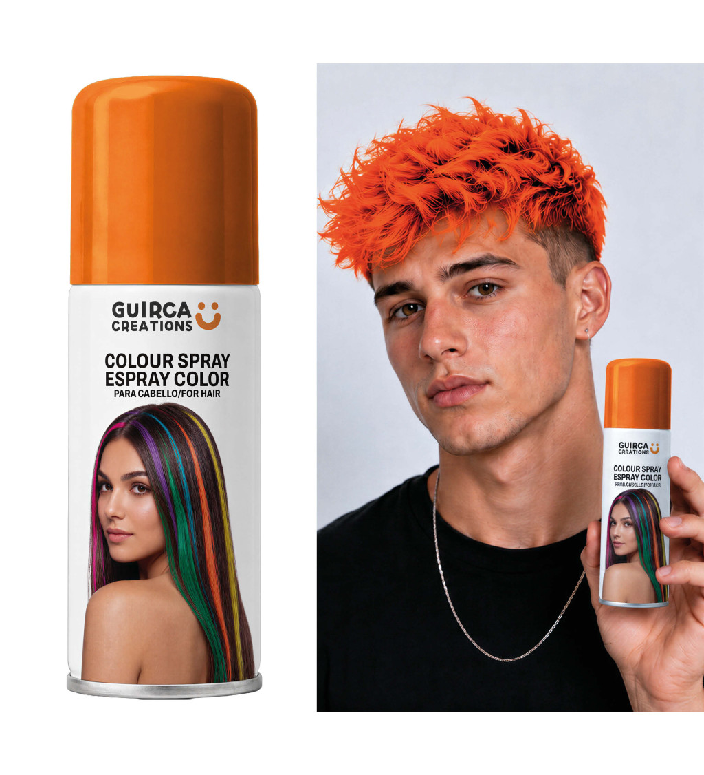Oranžový barevný sprej na vlasy