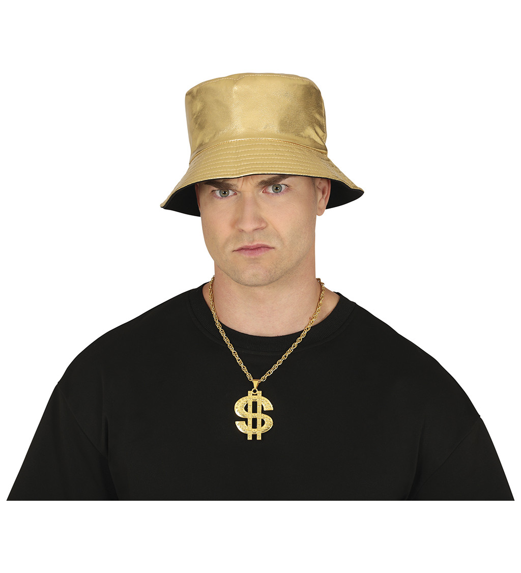 Zlatý kovový náhrdelník s motivem dolaru