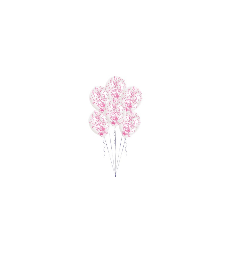 Latexové balónky 27,5 cm růžové konfety, 6 ks