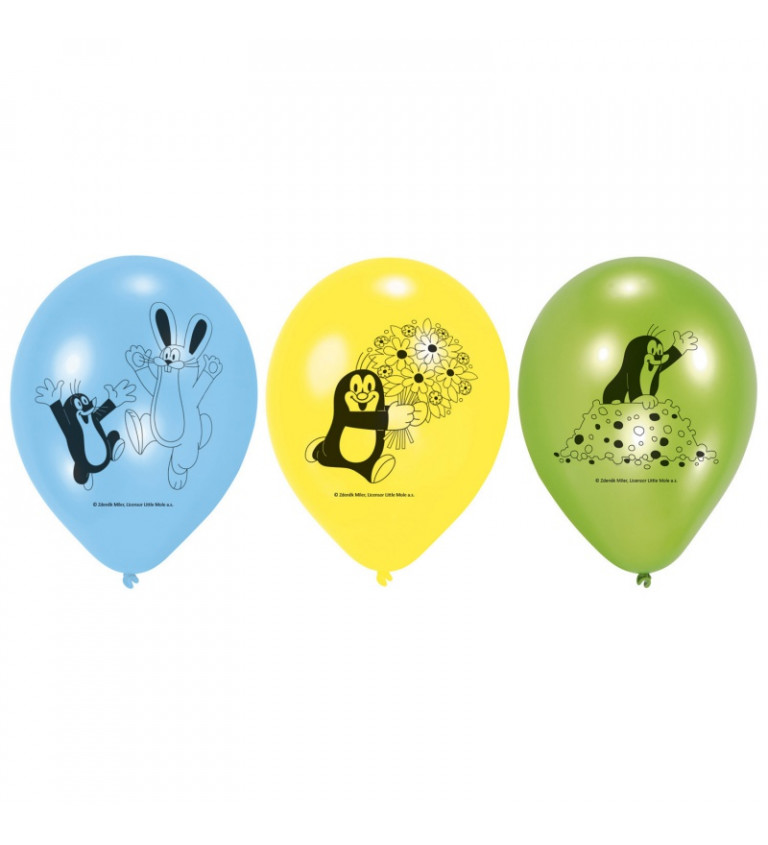Latexové balónky 22,8 cm Krteček, 6 ks