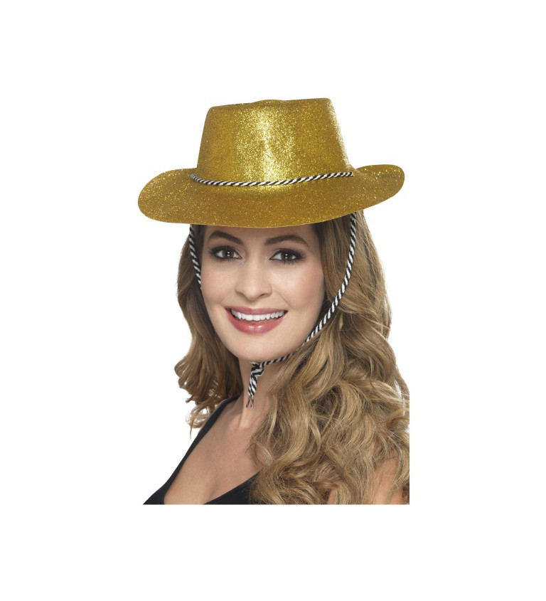 Glitter klobouk Zlatý kovboj