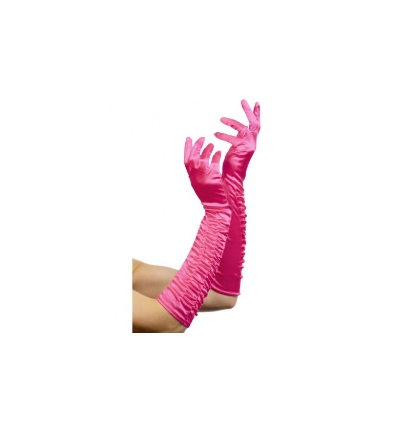 Elegantní růžové rukavice - dlouhé 