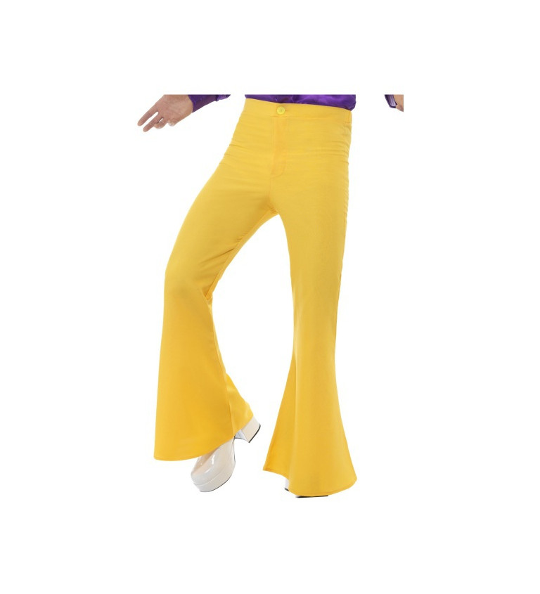 Pánské retro kalhoty do zvonu - žluté