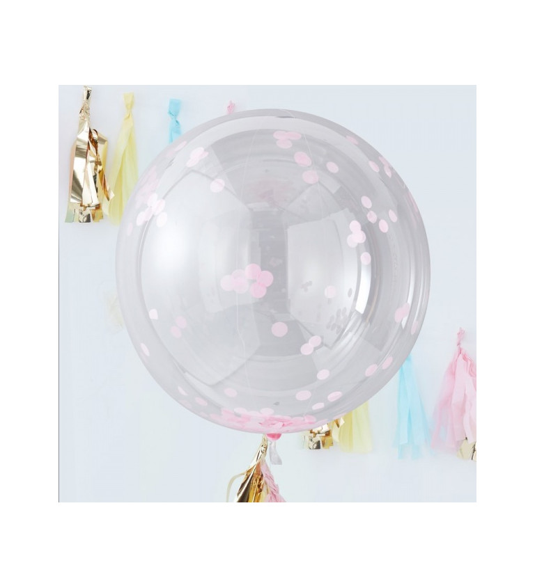 Balónek s konfetami - Růžový 3 ks