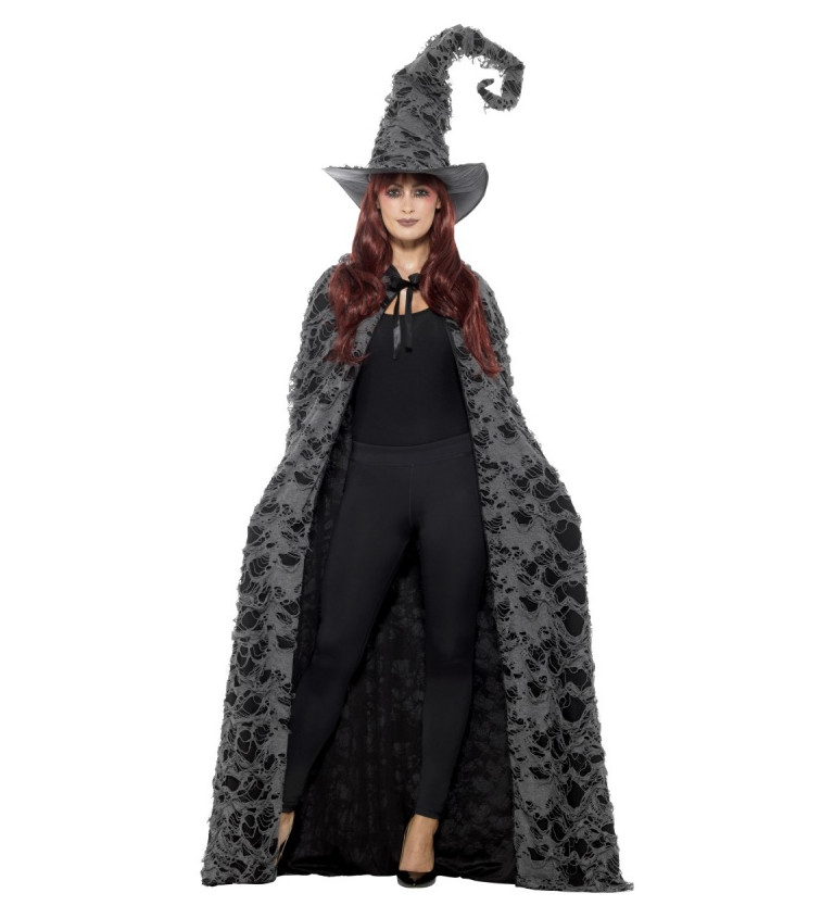 Potrhaný plášť pro čarodějnici - černo-šedý