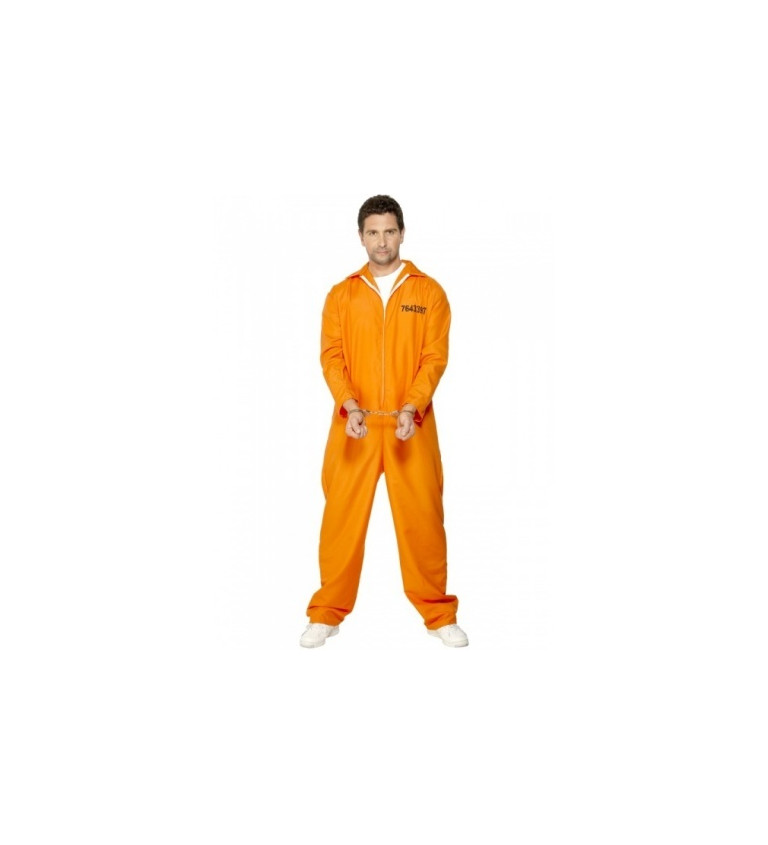 Pánský kostým kriminální - Trestanec - oranžový