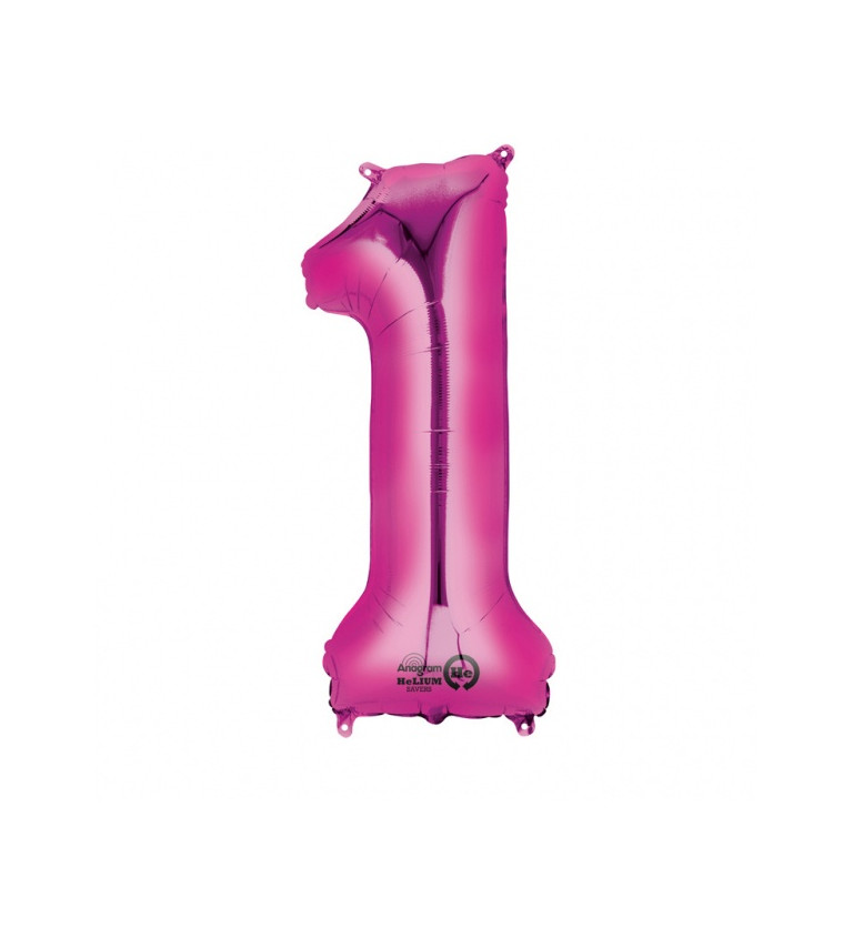 Růžový fóliový balónek - číslo 1