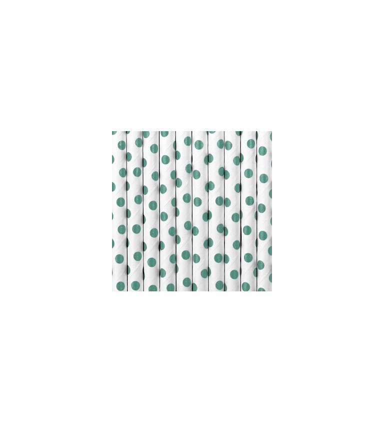 Brčka - bílá se zelenými puntíky