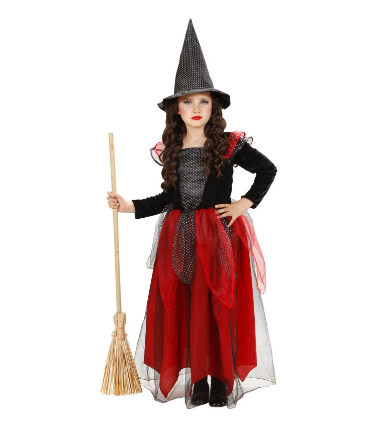 Dětský kostým Malá čarodějnice - červená