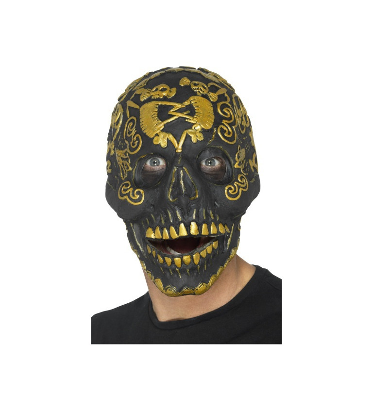 Zlato-černá skull maska