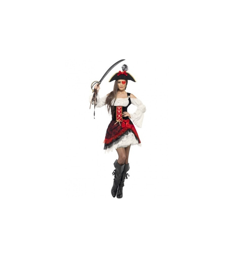 Kostým Pirátky - červený glamorous