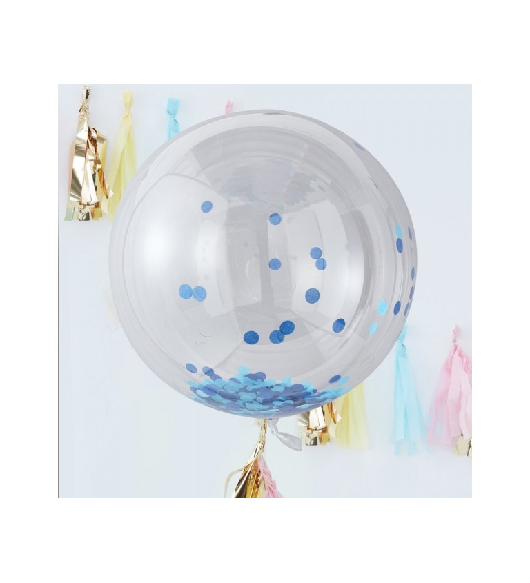 Velký balón s modrými konfetami - koule