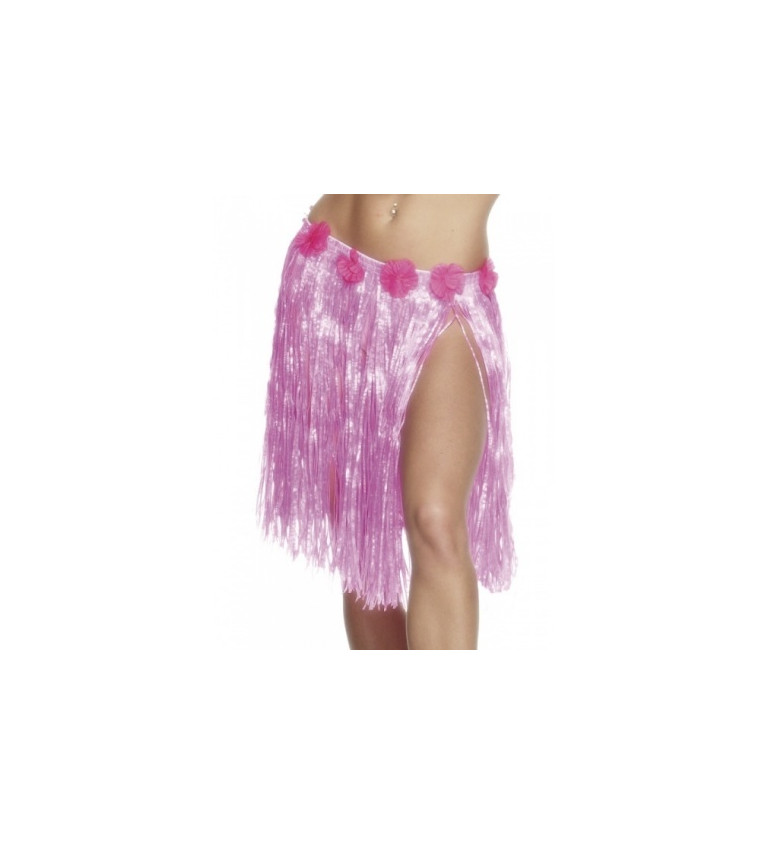 Havajská mini sukně v růžové barvě