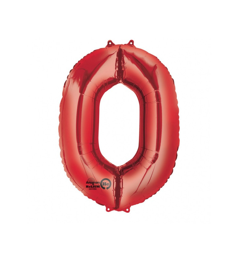 Červený fóliový balónek - číslo 0