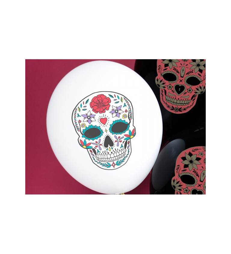 Bílý balón s lebkou - Dia de los Muertos