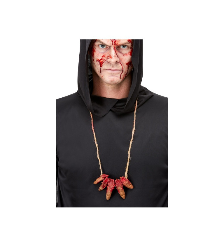 Halloweenský náhrdelník s krvavými prsty