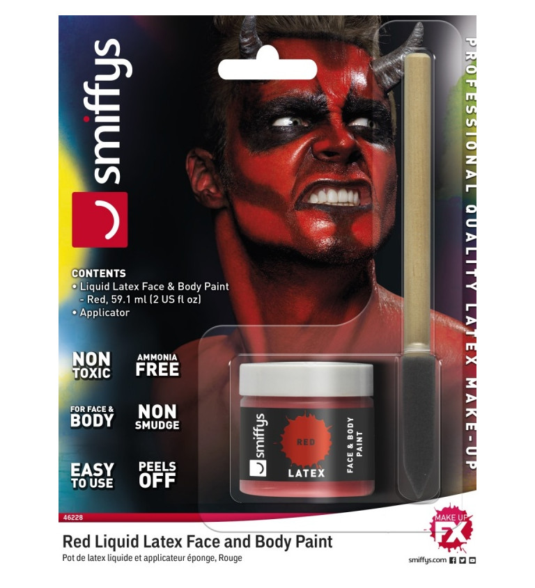 Tekutý latex na kůži - červená barva