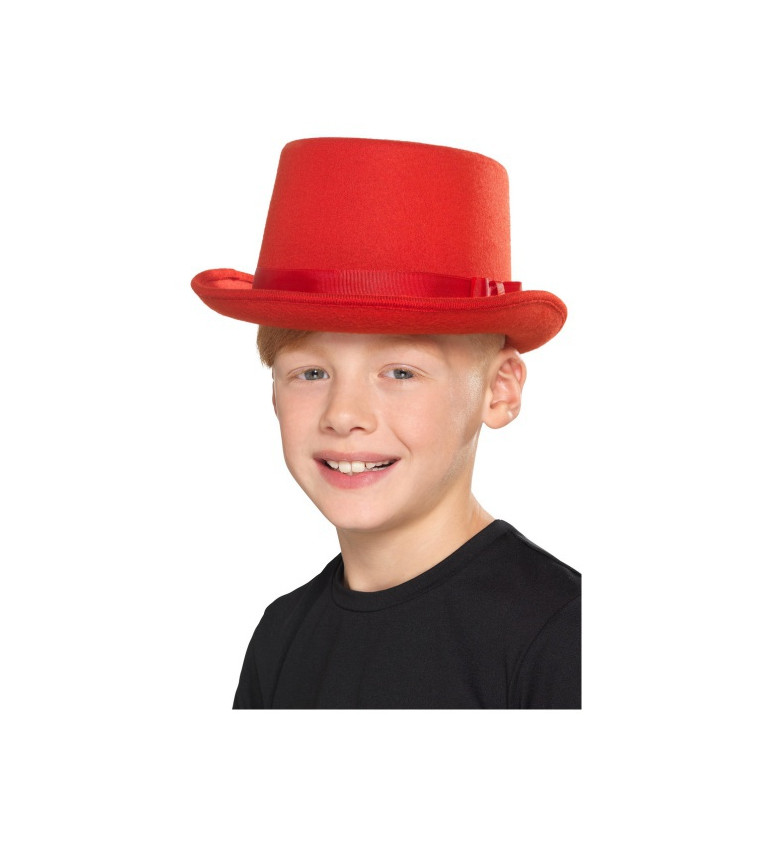 Dětský červený klobouk cylindr