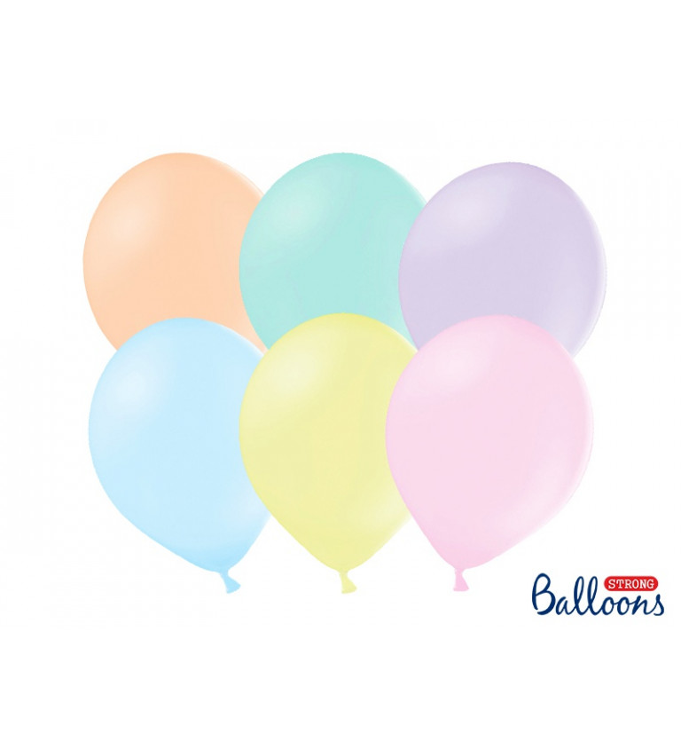 Latexové balónky 30 cm pastelové, mix, 6 ks