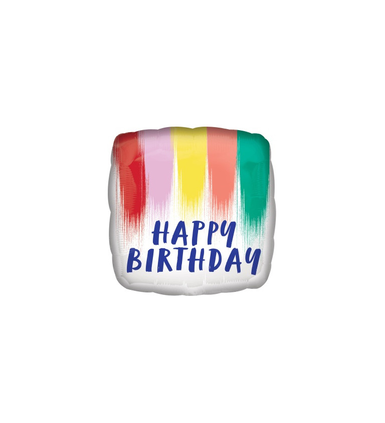 Fóliový balónek Happy Birthday, barevný