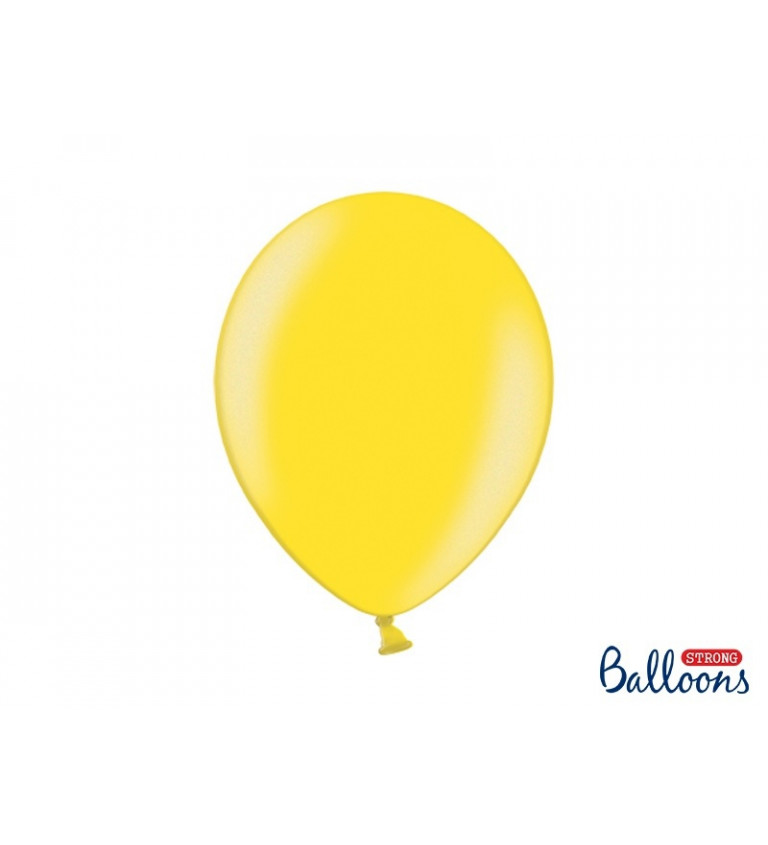 Balónek metalický - žlutý - 10 ks