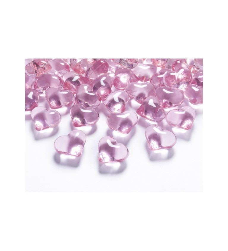 Světle růžové krystaly - srdíčka