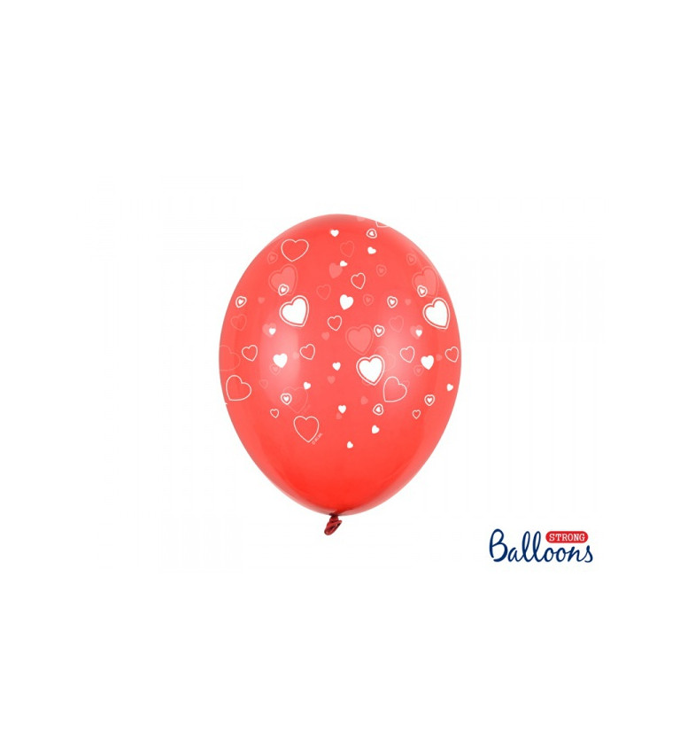 Červené srdíčkové balónky