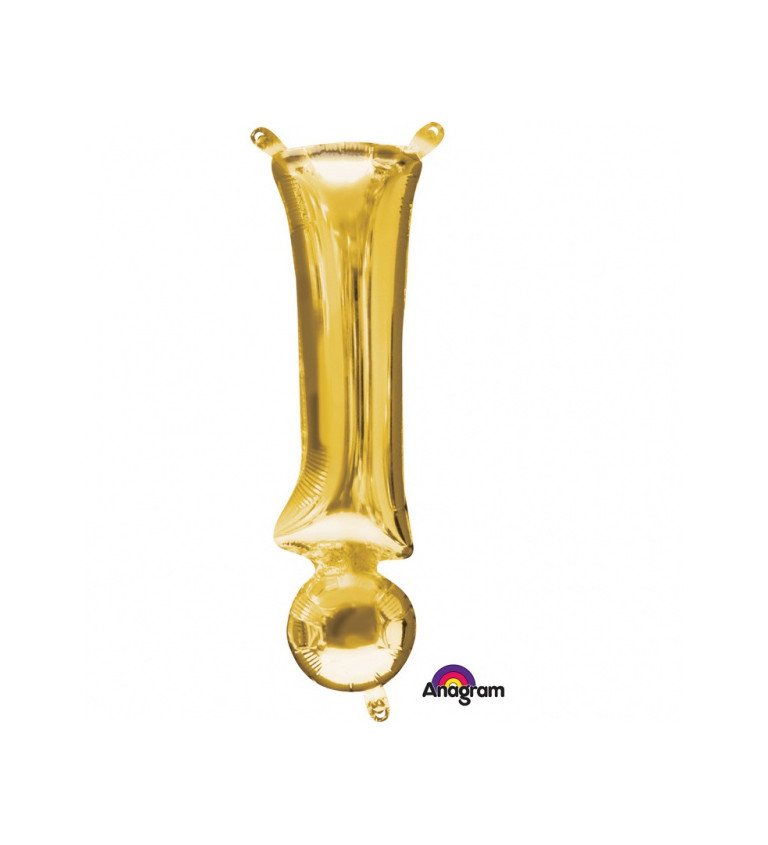 Fóliový balónek znak vykříčník, zlatý, 40cm