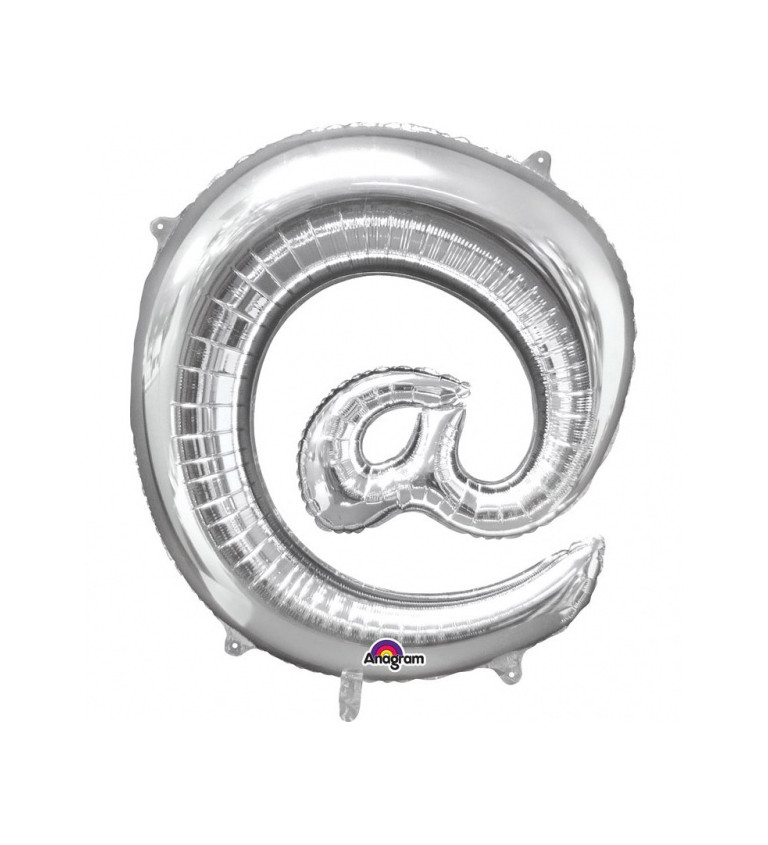 Fóliový balónek znak zavináč, stříbrný, 35cm
