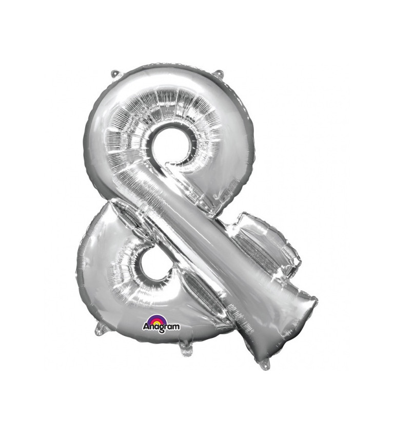 Fóliový balónek znak &, stříbrný, 35cm